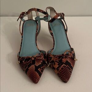 Frances Valentine Alister Women's Pink Snakeskin Patterned Heels
